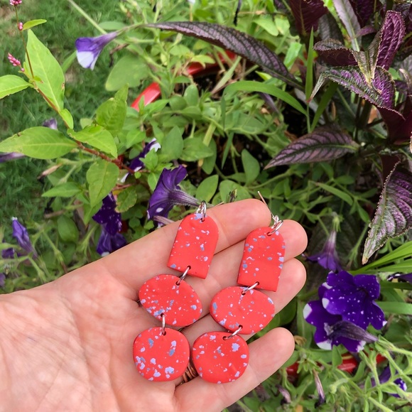 Handmade polymer clay earrings by Lines and Shapes Jewelry Shop (me!) - Picture 3 of 3